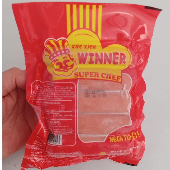 Xúc xích chiên Winner hãng CP chiên rán, thả lẩu đều ngon gói 500g - Siêu thị nguyên liệu đồ ăn vặt