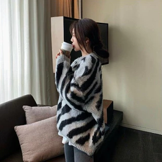 Áo len oversize màu đen trắng nam nữ phong cách Hàn Quốc Áo Sweater dệt kim form dáng rộng dài tay unisex Ulzzang