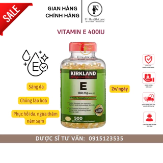 Vitamin E Mỹ 400IU 500 Viên- Vitamin E Kirkland chống lão hoá, sáng da, giảm mờ thâm nám