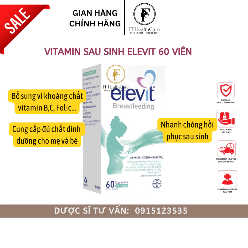 Elevit sau sinh 60 viên Úc- Elevit Breastfeeding – Elevit sau khi sinh & cho con bú