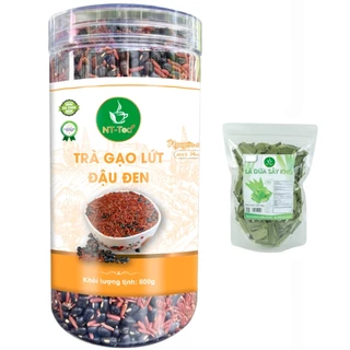 Trà Gạo Lứt Đậu Đen Xanh Lòng Mix Lá Dứa NT-Tea hũ 800gr - Lá Dứa túi 20gr để riêng - Nhất Tín Food