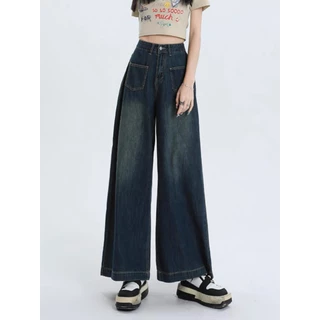 Quần Jeans Nữ ông rộng, Quần bò nữ 2 túi trước hack dáng lửng Phong Cách Siêu HOT ND15