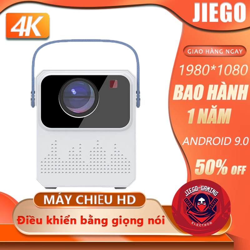 JIEGO Máy chiếu di động, Máy chiếu HD 1920 * 1080, Hệ thống Android 9.0, Máy chiếu 120 inch