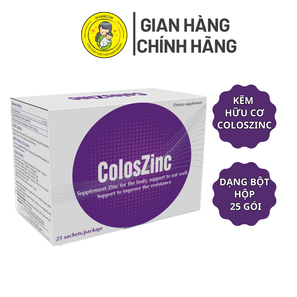 Kẽm hữu cơ Coloszinc Zeambi dạng bột hộp 25 gói