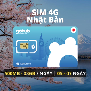 [GOHUB] SIM 4G du lịch Nhật Bản - Gói theo ngày (5 - 7 ngày) - Tặng kèm que chọc SIM