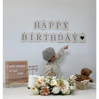 Phông nền HAPPY BIRTHDAY  sinh nhật chữ trắng dán tường INS