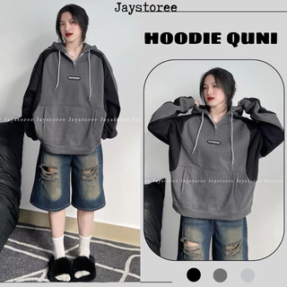 [ẢNH THẬT-CÓ SẴN] Áo Khoác Nỉ Hoodie SWEE QUNI phối Đen Kem Form Rộng Unisex Nam Nữ - Áo Hoodie chui đầu Jaystoree 🖤