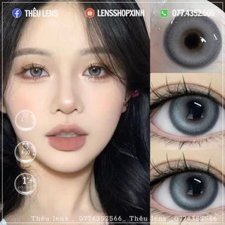 ( 𝐇𝐚̀̀𝐧𝐠 𝐂𝐨́ 𝐂𝐚̣̂𝐧 ) Kính Áp Tròng Lens Xám Viền Xanh Blue Size Giãn Vừa 14.2mm -Hsd 12Tháng