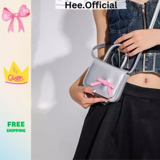 Túi xách nữ, túi đeo chéo thời trang công sở Hàn Quốc đeo chéo hot trend dáng vuông BM412 Size Mini Nơ Hồng