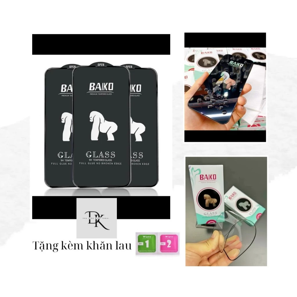 Kính Cường Lực Iphone BAIKO Chính Hãng Full Màn, Dành Cho Ip 6/7/8plus/x/xs/xsm/xr/11/12/13/14/15plus/pro/promax