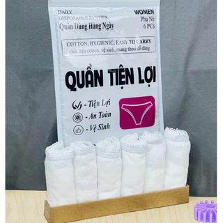 Set 6 Quần Lót Giấy Cotton 100%  Dùng 1 Lần, Đáy Quần 2 Lớp, Dùng Khi Đi Du Lịch, Mẹ Bầu Đi Sinh, Sinh Viên Quân Sự