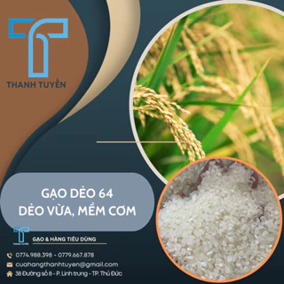 Gạo Dẻo 64 Dẻo Vừa Mềm Cơm Túi 1Kg