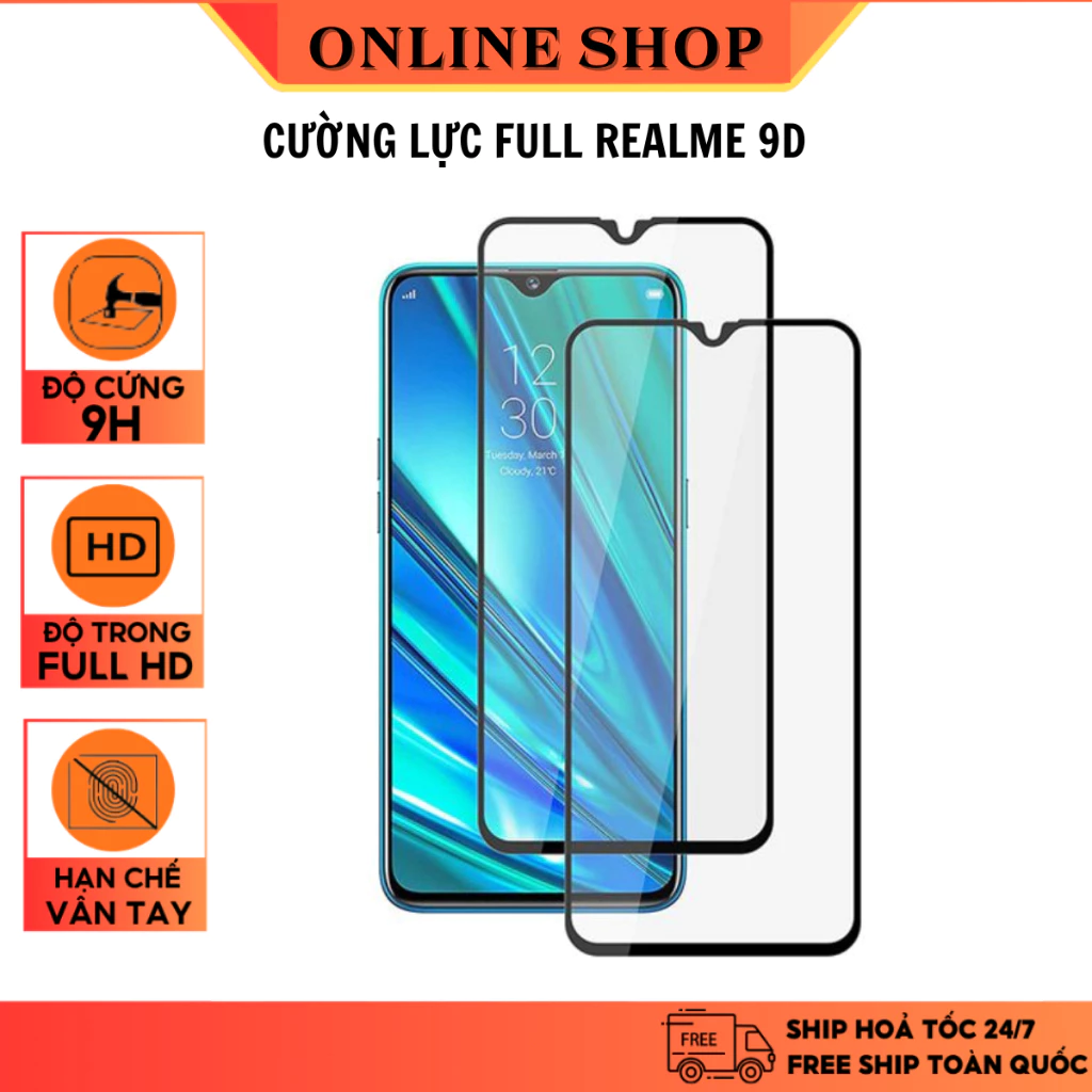 Kính Cường Lực Full Màn Cho Realme c3 - c3i / Realme 6 - 6 pro / x2 / x / Realme 3 pro / realme 5 - 5i / Q - 5 pro / 6i