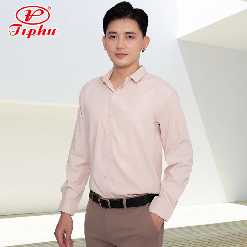 Áo sơ mi nam công sở Amazing, màu trơn, form slim fit không túi, vải Bamboo, phong cách Hàn, vạt bầu