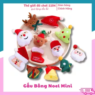 Gấu bông Noel mini cute giá rẻ, bông mềm, gấu bông noen nhỏ dùng đẻ trang trí phụ kiện