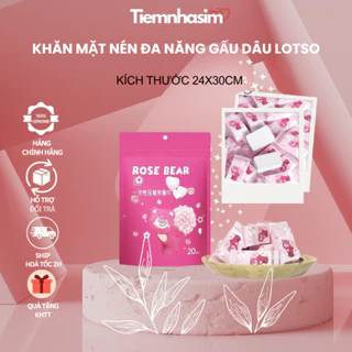 [1Viên] Khăn mặt nén du lịch Gấu Dâu Lotso hình viên kẹo nhỏ gọn mềm mịn an toàn với da, đa năng tiện lợi khi đi du lịch