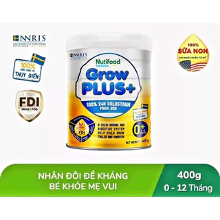 [HSD 6-2026] Sữa Bột Nutifood GrowPlus Sữa Non Vàng 0+ từ 0-12 tháng tuổi lon 400g