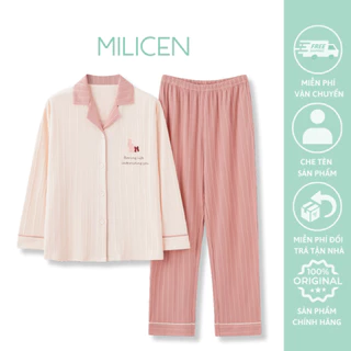 Đồ bộ mặc nhà Pijama cotton cao cấp MILICEN họa tiết sang trọng bên PJ1064