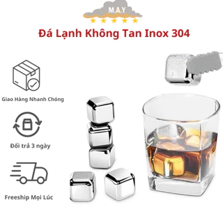 Đá Vĩnh Cửu, Đá Lạnh Không Tan Inox 304, Set 8 Viên Cao Cấp, An Toàn , Không Thay Đổi Vị Đồ Uống, Sử Dụng Tiện Lợi