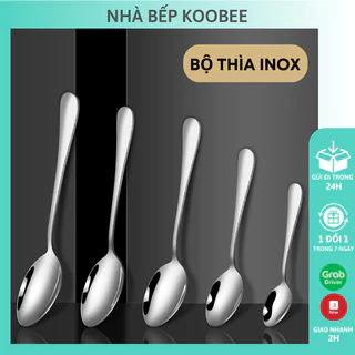 Bộ Muỗng Thìa Inox Cán Trơn Nhiều Kích Cỡ Phục Vụ Ăn Cơm, Phở, Cháo, Soup Cao Cấp Sáng Bóng Bền Đẹp T1