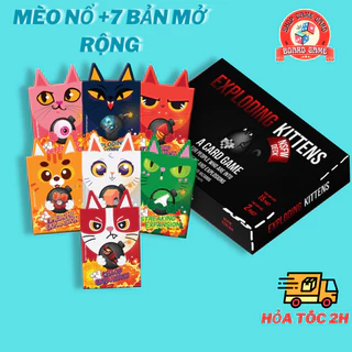 [HỘP ĐEN CAO CẤP] Combo Mèo Nổ + 7 Bản Mèo Nổ Mở Rộng Tiếng Việt - Boardgame Exploding Kittens