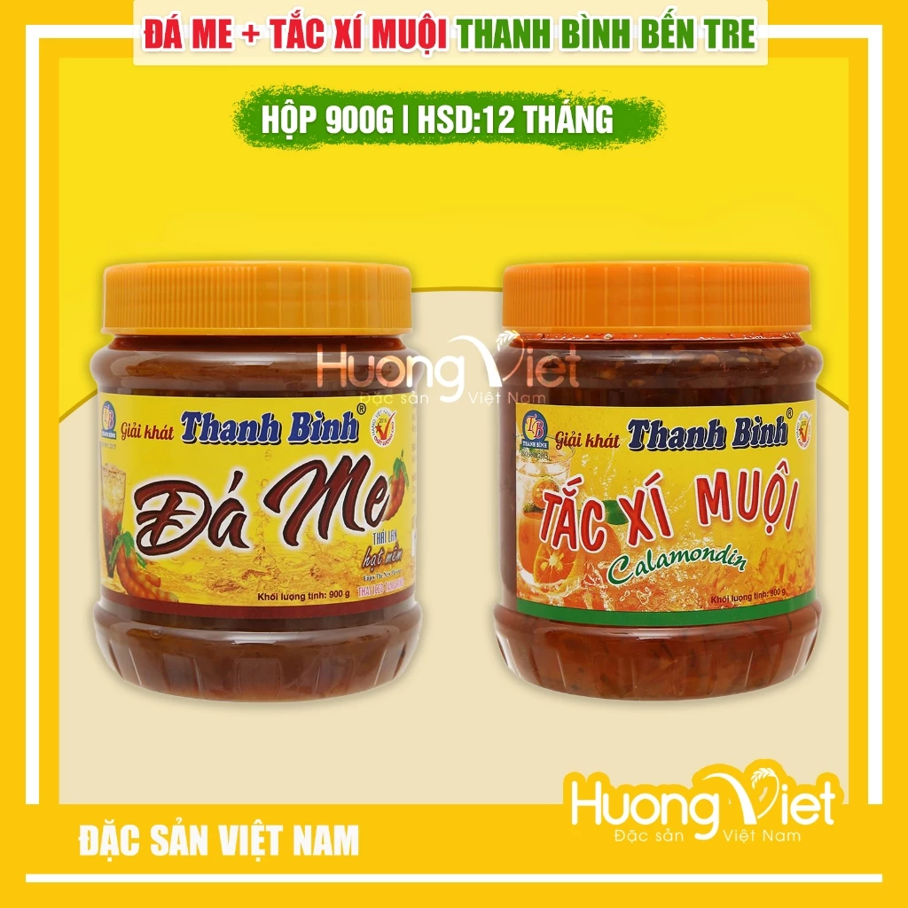 Combo ĐÁ ME + TẮC XÍ MUỘI Thanh Bình thức uống giải khát mùa hè, đặc sản Bến Tre hộp 900g