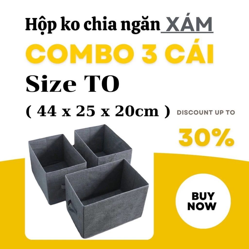 Hộp đựng quần áo COMBO 3 CÁI Hộp đựng đồ không ngăn sap xep tu quan ao luôn gọn gàng Giỏ đựng đồ gia dụng tiện ích