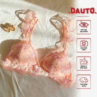 Alice Bralette Áo lót ren cánh tiên màu hồng không gọng sexy Áo bra thiết kế mềm mại cho nữ Dauto.dauto