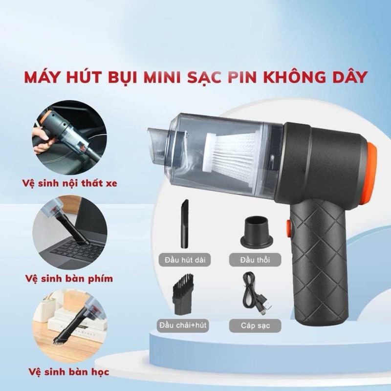 Máy hút bụi cầm tay Mini - Máy hút không dây lực hút siêu mạnh sử dụng pin…