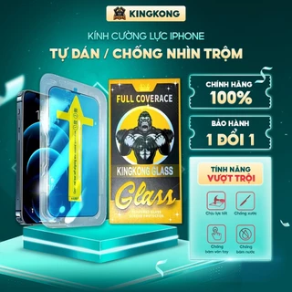 Kính Cường Lực Iphone Chống Nhìn Trộm Kingkong Khung Tự Dán Full Màn ip 7plus 8plus x xsmax 11 12 13 14 pro max pro