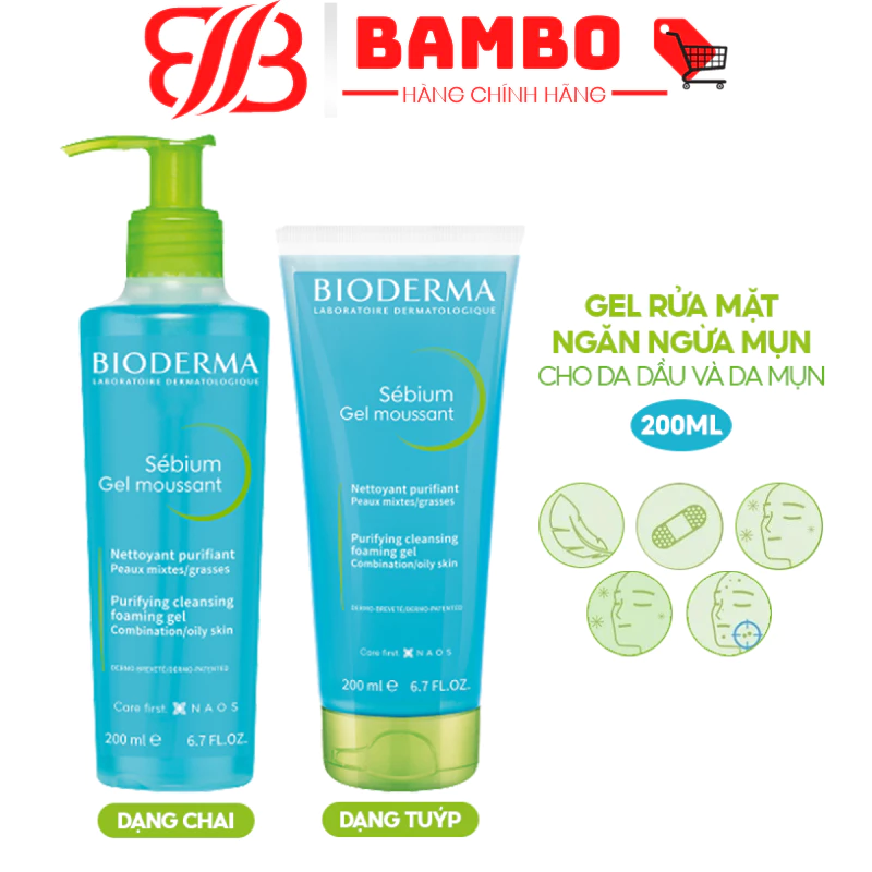 Sữa rửa mặt Bioderma Sebium Gel Moussant Chính Hãng - 200ml