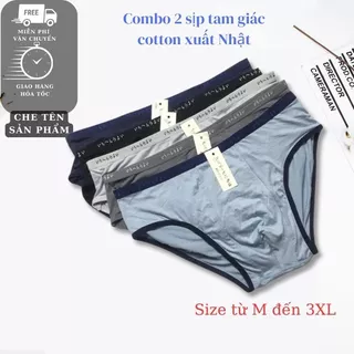 Combo 2 quần sịp nam tam giác chất cotton xuất Nhật thấm hút mồ hôi mềm mát có size to