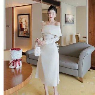 Váy Đầm Nữ Dáng Dài Trễ Vai Nhúng Hông Chống Nhăn Tôn Dáng Ana' DRESS