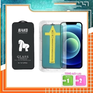 Kính Cường Lực Iphone BAIKO và Khung Tự Dán Blue Arrow Che Bụi Full Màn ip 7plus 8plus x xsmax 11 12 13 14 pro promax