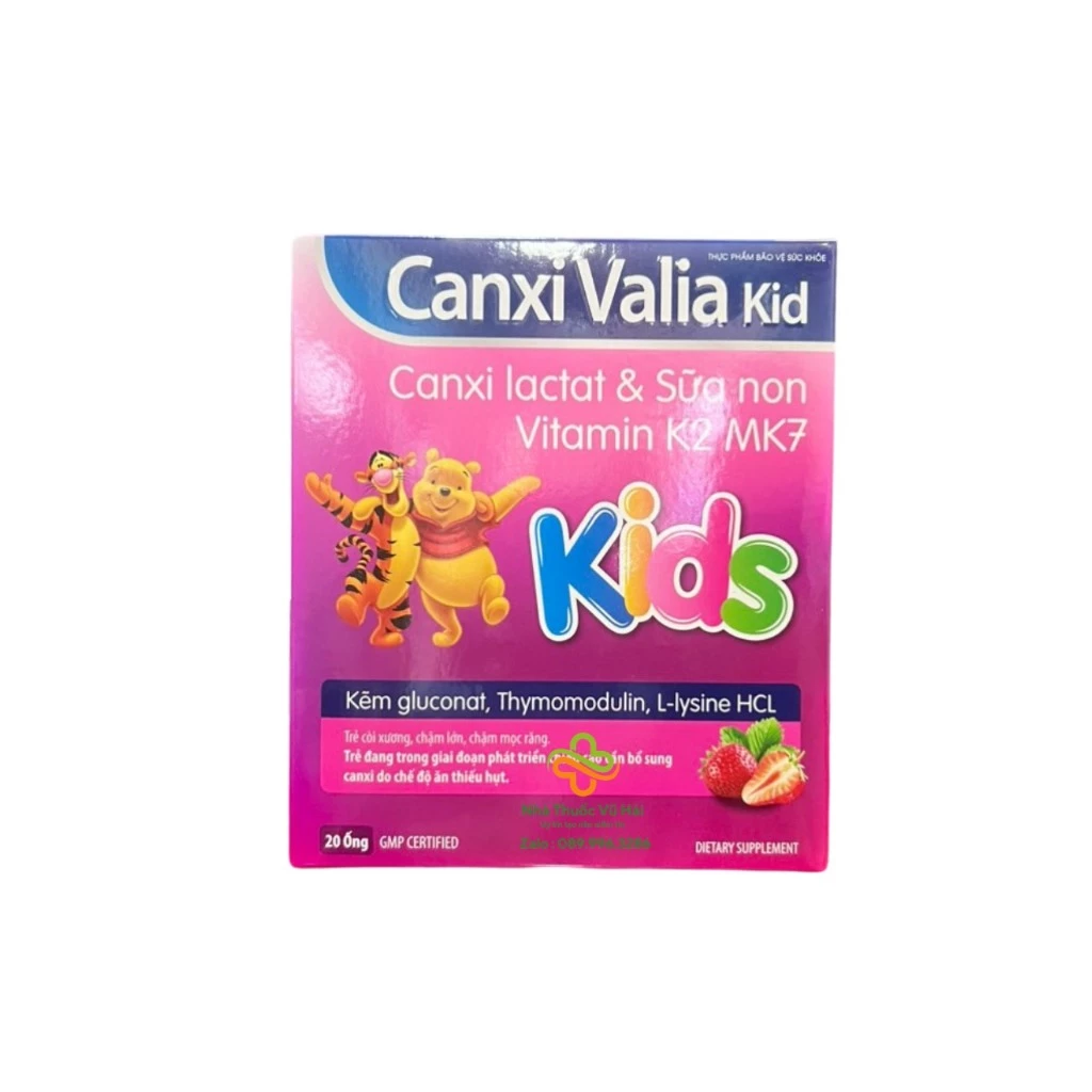 CANXI VALIA KID dạng ống giúp bổ sung canxi cho bé phát triển chiều cao,thể lực , giúp bé ăn ngon miệng