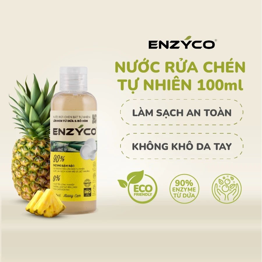 Nước Rửa Bát Sinh Học Enzyco Hương Cam 100ML Enzyme Từ Dứa Dành Cho Da Nhạy Cảm