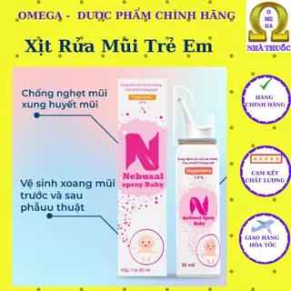 Xịt rửa mũi cho bé NEBUSAL SPRAY BABY 1,9% CPC1HN 50ml - Vệ Sinh Mũi An Toàn Cho Các Bé