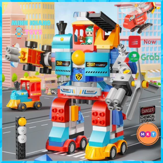 [HÃNG FEELO] Bộ Lắp Ráp Lớn Duplo Ghép Mô Hình Robot, Xe Chuyên Dụng MKT - Đồ Chơi Xếp Hình Thông Minh Phiên Bản Mới