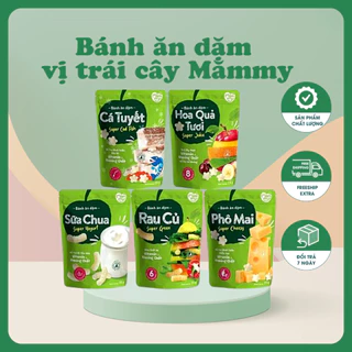 Bánh ăn dặm vị trái cây Mămmy nhiều vị cho bé, Bánh ăn dặm cá tuyết giàu protein gói 25g