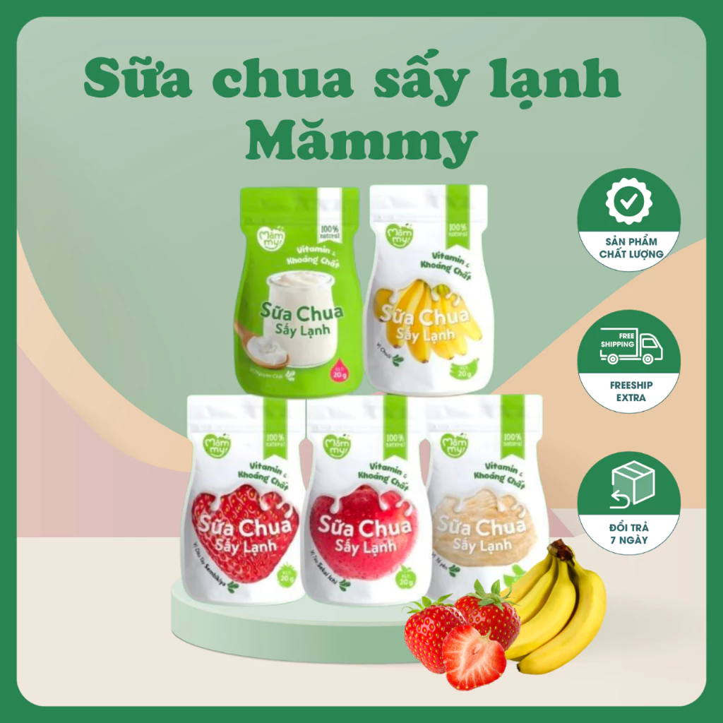 Sữa chua sấy lạnh Mămmy chống hóc nhiều vị, Bánh ăn dặm sữa chua bổ sung vitamin cho bé từ 6 tháng tuổi