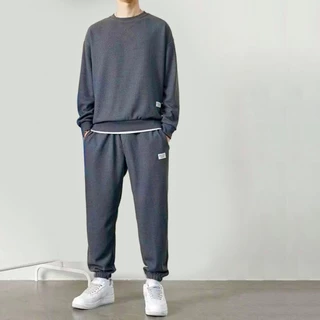 Bộ thu đông vải tổ ong form unisex kết hợp quần jogger áo thun layer dài tay