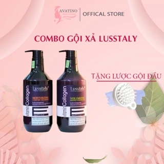 Dầu gội, dầu xả phục hồi chống gãy rụng tóc Lusstaly Vitamin E Collagen 500ml