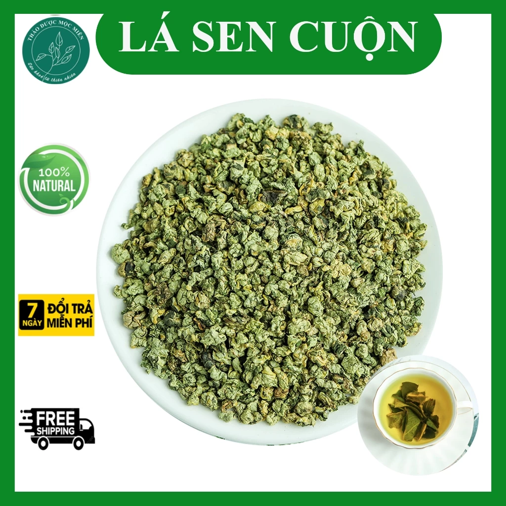 Trà lá sen cuộn lá sen vo viên sấy lạnh 100g giúp an thần, ngủ ngon, hạ lượng chole.sterol trong m.áu