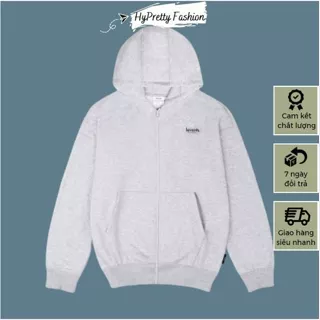 Áo hoodie zip Levents mini logo màu xám basic form rộng unisex HYPRETTY 01