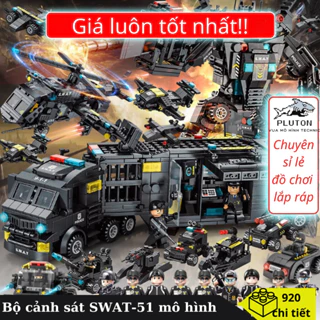 [920 CHI TIẾT] Đồ chơi lắp ráp City SWAT Đặc nhiệm 51 in 1 mô hình Xe Robot và Máy Bay AT8577