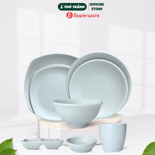 Tô, chén, dĩa nhựa Melamine màu XANH PASTEL loại nhám cao cấp Superware Thái Lan