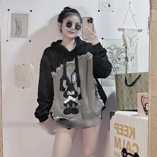 Áo Hoodie Phối Bò In Hình Thỏ - Áo hoodie nam nữ chất dày dặn unisex basic phong cách hàn quốc ulzzang