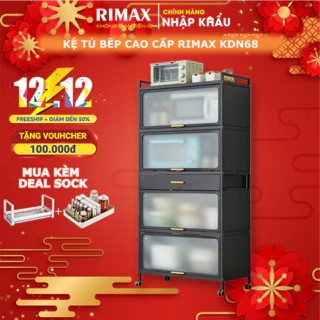 Kệ Tủ Bếp RIMAX KDN68, Tủ Bếp Để Đồ Gia Dụng Chất Thép Carbon Kính Cường Lực Phù Hợp Với Mọi Không Gian