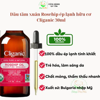 Dầu hạt tầm xuân ép lạnh hữu cơ Cliganic 100% pure Rosehip oil 30ml.