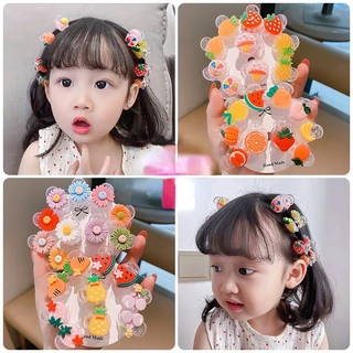 Set 5 kẹp Tóc Tròn Mini gắn charm nhiều Màu Sắc Họa Tiết Hoạt Hình Dễ Thương, cực đáng yêu Cho Bé Gái